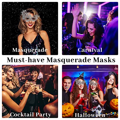 Erythem Masquerade Mask for Women, Venetian Lace Masquerade Mask for Halloween Mardi Gras Costume Party, Fit for Adult