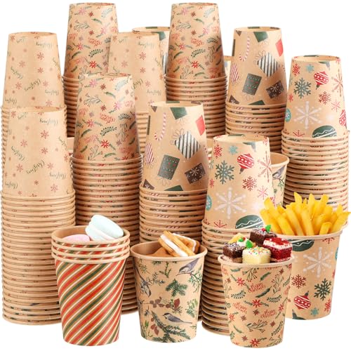 Qinyoung 120 Pcs Christmas Disposable Cups 8 oz Xmas Holiday Coffee Tea Paper Cups for Cold Beverage Hot Cocoa Chocolate D...