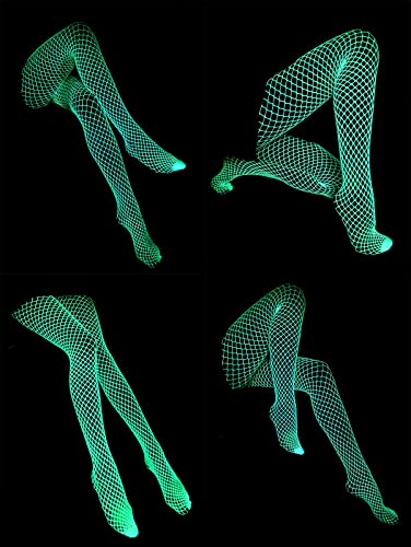 DTWAWA Glow in the Dark Fishnets Stockings, High Waist Tights Party Stockings for Womens