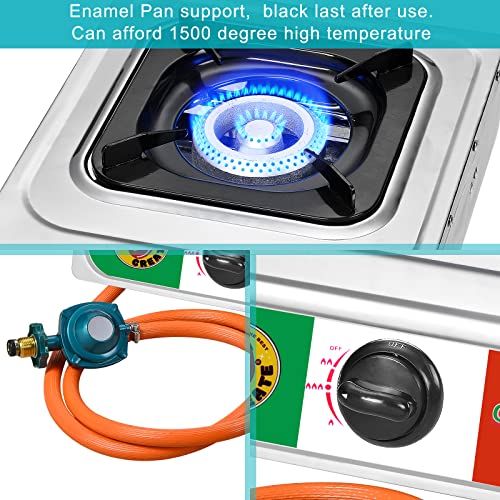 Vivicreate 10000 BTU Single Burner Propane Gas Stove Outdoor Camping Cooker Portable Stainless Steel Cooktop with Hose for...
