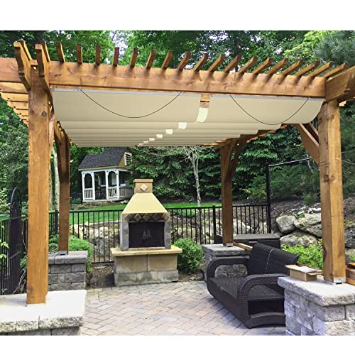 Patio 3'W x 16'L Waterproof Pergola Shade Cover Retractable Canopy Replacement, Outdoor Pergolas Fabric Covers for Patio, ...