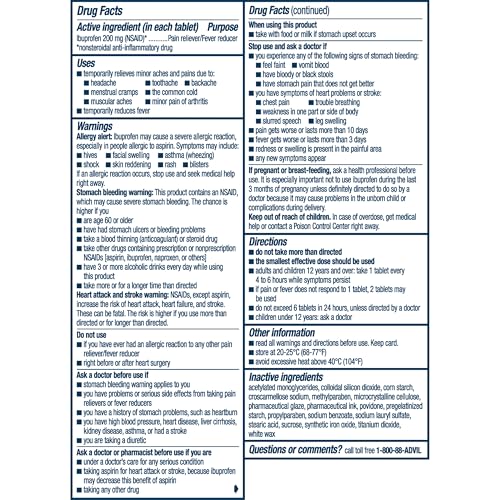 Advil PM Pain Reliever and Nighttime Sleep Aid, Ibuprofen for Pain Relief and Diphenhydramine Citrate for a Sleep Aid - 120 Coated Caplets and Pain Reliever and Fever Reducer, 10 Count Tablets