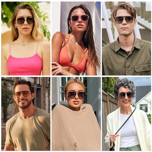 SOJOS Sunglasses for Women & Men, Square, Retro, Polarized Lens, Trendy Aviator, 90s Shades