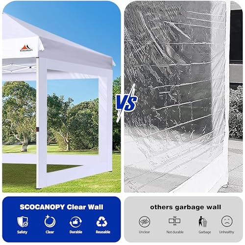SCOCANOPY Clear Window Sidewall for 10x10 Canopy Frame, 3 Pack Sunwalls Only,(White)
