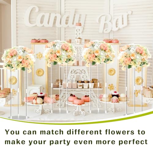 Teenyyou 10 Pcs 20 Inch Tall Acrylic Vase Wedding Centerpieces Clear Flower Stand Acrylic Centerpiece Stand Floral Vase El...