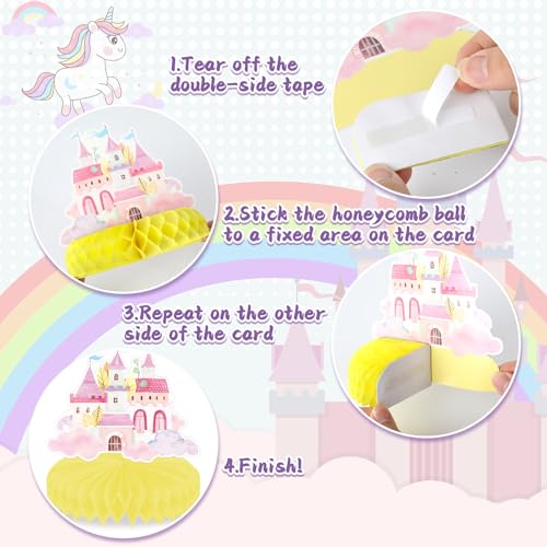 12Pcs Unicorn Rainbow Honeycomb Centerpieces Magical Pastel Unicorn Party Decoration Pastel Rainbow Castle Table Topper Ce...