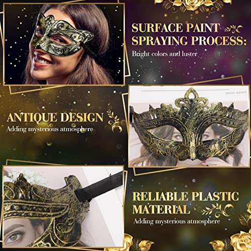 Yunsailing 15 Pcs Masquerade Masks Venetian Antique Masks with Strap for Women Men Carnival Prom Party