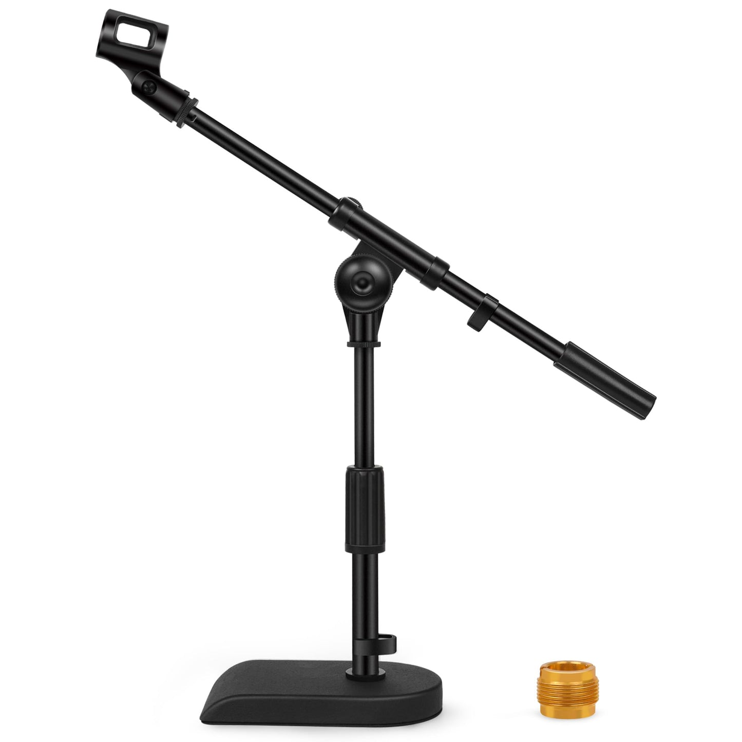 InnoGear Adjustable Desk Microphone Stand, 2 Pack Weighted Base with Soft Grip Twist Clutch, Boom Arm, 3/8-5/8 Screw Adapter for