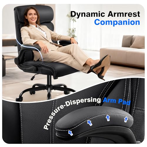 AreShark Office Chair - Executive High Back Breathable Comfy Desk Chair with Lumbar Support - Ergonomic Leather Rolling Sw...