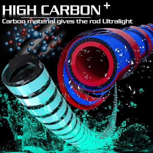 Sougayilang Fishing Rods, Spinning Rods and Casting Fishing Rods, with Full Carbon Fiber Handle, 24T Carbon Fiber 2PCS Fis...