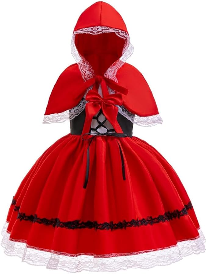 Dressy Daisy Little Red Riding Hood Fancy Dress Up Costume Set with Cloak Cape for Toddler and Kids Girls