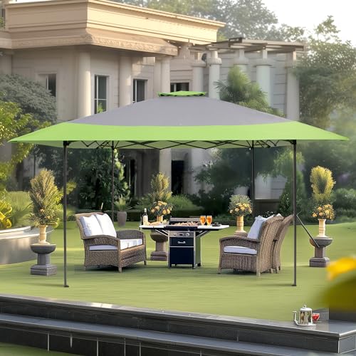 PHI VILLA Pop-Up Canopy Tent 13x13 Instant Shelter Outdoor Canopy with Wheeled Bag,Green