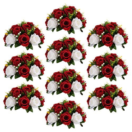 Sziqiqi Red Fake Flowers for Wedding Centerpiece Kissing Flower Balls for Tables Flower Centerpieces Arrangement for Party...
