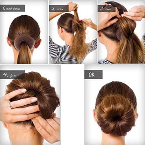 Hair Donut Set - 12 Pcs Crown Shapers for Short and Thin Hair, Kids Girls Women (Size S/ 2.3 Inch, Dark Brown)