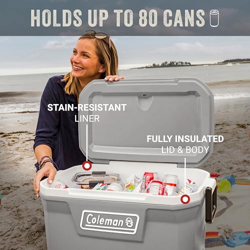 Coleman Classic Series Insulated Portable Cooler, Leak-Resistant Outdoor Hard Cooler Keeps Ice up to 5 Days, 52/70/120/150...