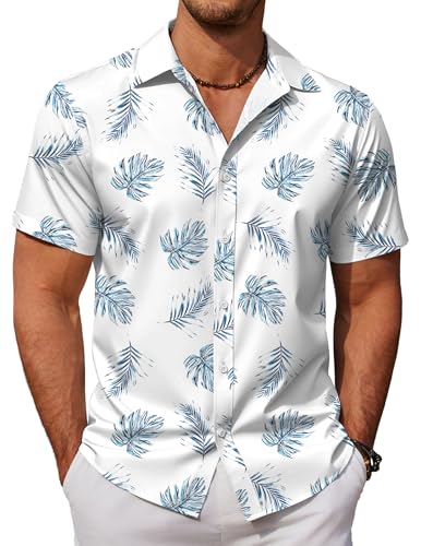 COOFANDY Mens Hawaiian Shirts Short Sleeve Button Down Aloha Shirt Casual Beach Clothes