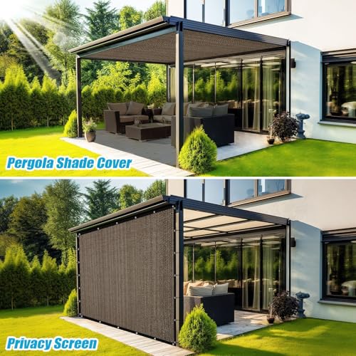 Amagenix 90% Sun Shade Cloth with Grommets, 6' x 12' Pergola Replacement Shade Cover Canopy Privacy Screen for Outdoor Pat...