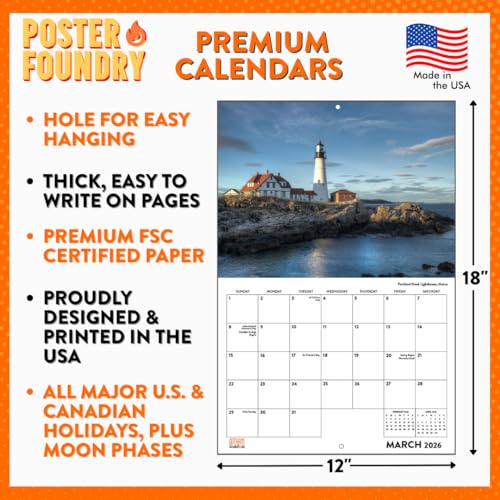 Extreme Sports Cats Calendar 2026 Monthly Wall Calender 12 Month | American Made In The USA