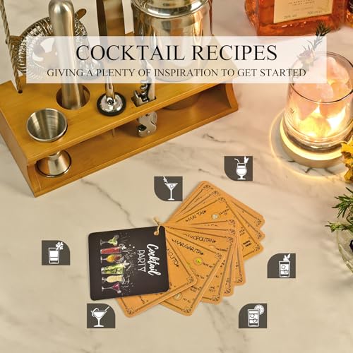 Bartender Kit Cocktail Shaker Set with Stand Bar Tool Bar Set for Drink Mixing Home Bartending Kit 11-Piece Bar Cart Acces...