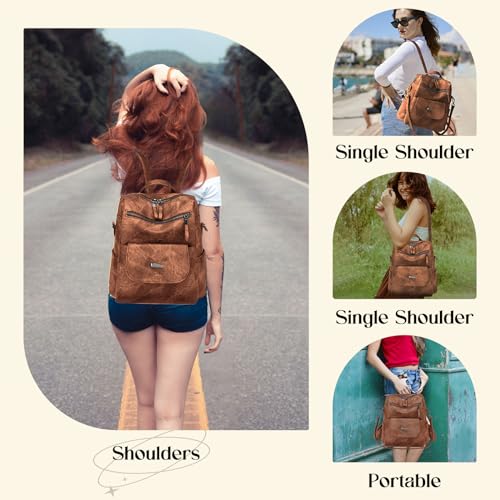 ROOSALANCE Backpack Purse for Women, Women Backpack Purse Small Leather Waterproof Anti-theft Shoulder Bags Handbags Ladies