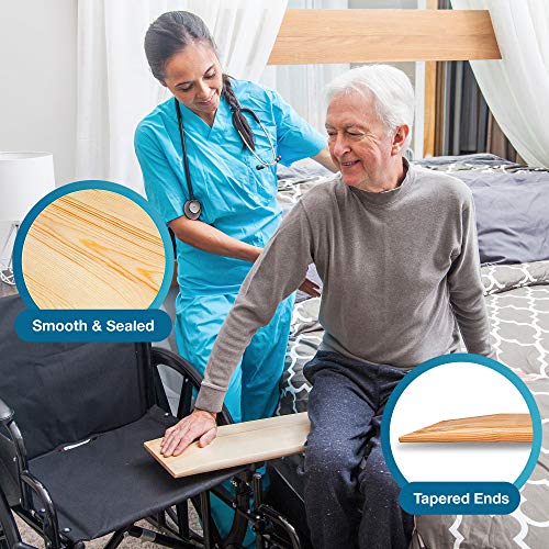 DMI Transfer Board and Slide Board Made of Heavy-Duty Wood for Patient, Senior and Handicap Move Assist and Slide Transfer...