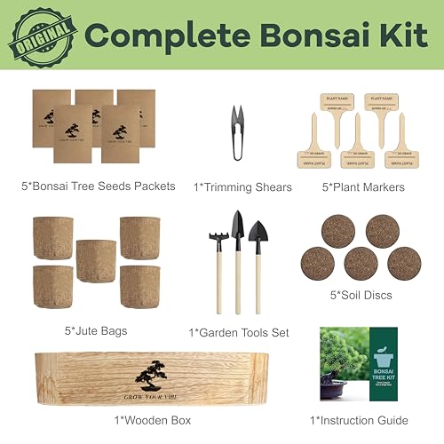 LUOJIBIE Bonsai Tree Kit for Beginners - Unique DIY Japanese Bonsai Trees,Crafts for Adults, Ideal Gardening Birthday Gift...