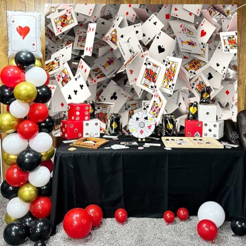 Sensfun 7x5ft Fabric Poker Backdrop 3D Playing Cards Photography Background Casino Night Birthday Party Decorations Banner...
