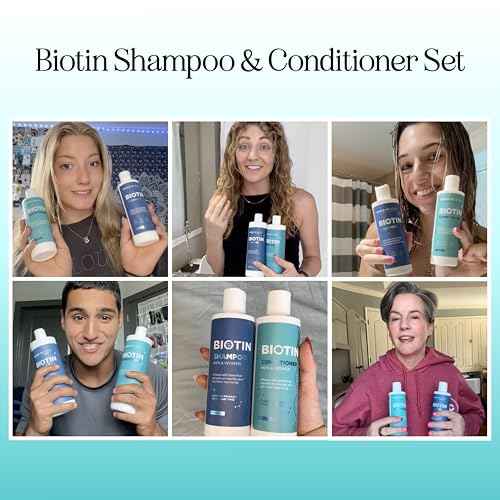 Rosemary Biotin Shampoo and Conditioner Set - Volumizing Shampoo and Conditioner for Thinning Hair for Women & Men with Nourishing B Vitamins - Color Safe Sulfate Paraben & Silicone Free (8 Fl Oz)