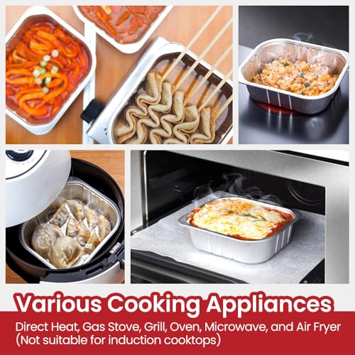 FIREFOLKS Disposable Premium Aluminum Pans – 35 Pack Variety Set Heavy-Duty Open-Flame Trays, Cookware for Cooking, Bakin...