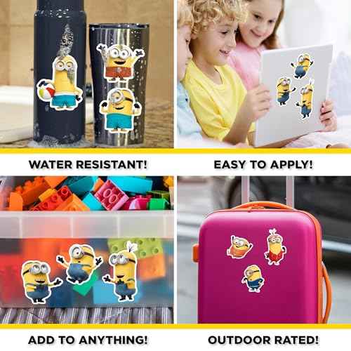 Despicable Me Minions Car Decals - Set of 9 Bob Stuart Kevin Vinyl Stickers for Truck Water Bottle Bike Helmet Laptop Skateboard - Outdoor Rated Water Resistant Vinyl Decals