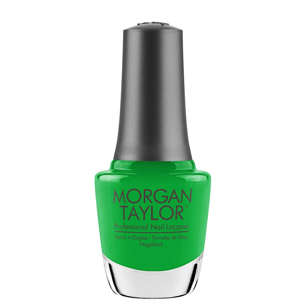 Morgan Taylor Nail Lacquer (Go For The Glow) Lime Green Professional Lacquer, Vibrant, Chip-Resistant, Fast-Drying, Long-Lasting