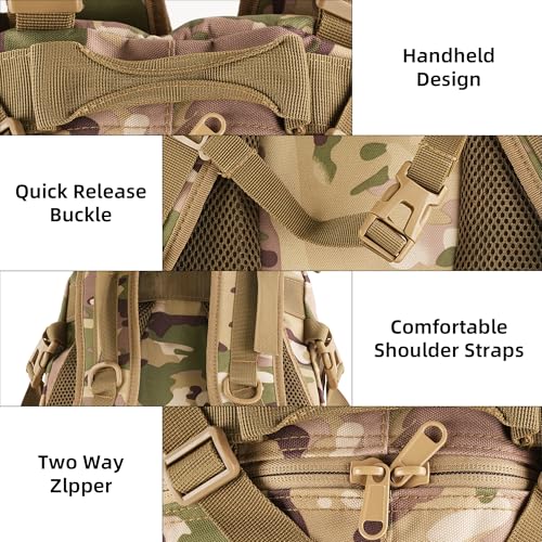 aiGear Tactical Backpack for Men, 25L Military Backpack, 3-Day Bug Out Bag for Camping Hiking Hunting with Molle System Ar...