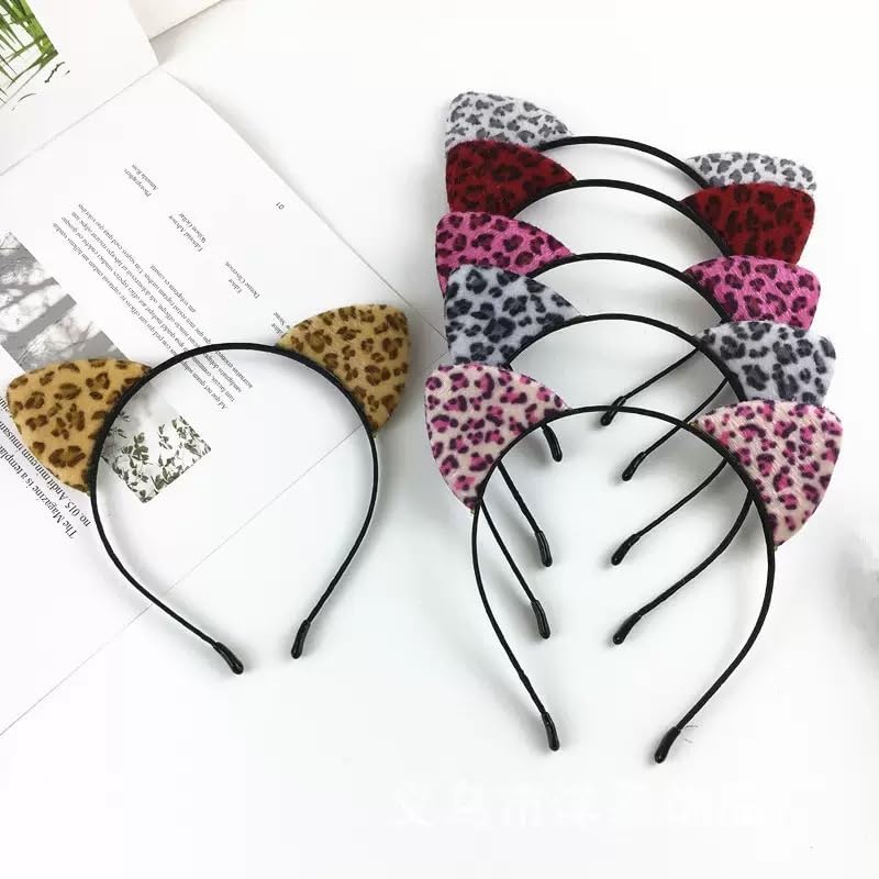 ASHONE Cat Ears Headband for Women Cute Cat Costume Hair Accessories for Halloween Party Cosplay (Pink, One Size)