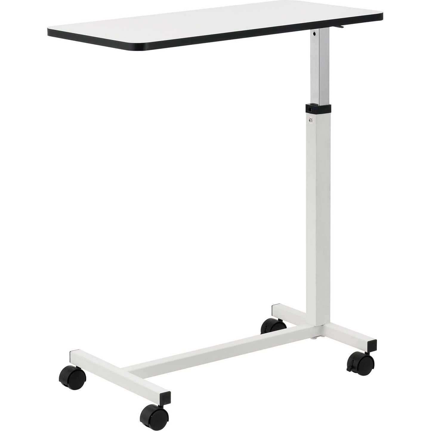 Global Industrial 28" to 45" Adjustable Height Overbed Table with H-Base, White Laminate Tabletop