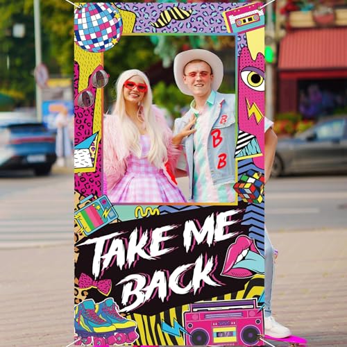 80's 90's Party Decorations Retro 90s 1980s Disco Theme Photo Booth Props Take Me Back Banner 80s 90s Birthday Party Backd...