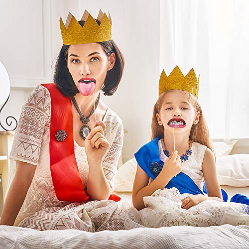 Party Photo Booth Props, Funny Mouth Lips Photo Booth Prop, Funny Mouth DIY Set with Wood Stick Selfie Props Accessories f...
