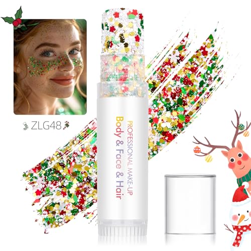 Multicolor Body Glitter Stick,Sparkling Holographic Sequins Paint Face Glitter Gel,Christmas Festival Rave Party Body Pain...