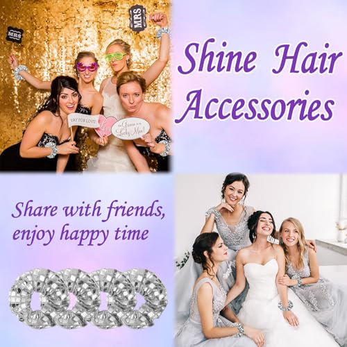 WPZQBW 12 Pcs Disco Party Favors Disco Cosmetics Bag，Silver Glitter Sequin Makeup Handbag，Makeup Bag Hair Scrunchies Compa...