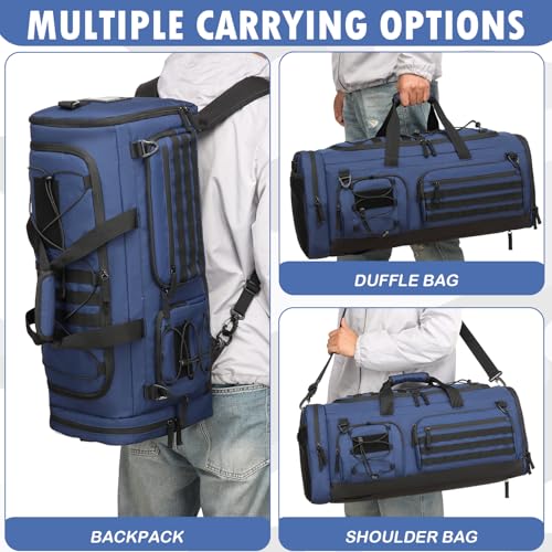 BISKLNDN Gym Bag for Men and Women, 50L Extra Large Duffle Bag, 3-in-1 Travel Sports Duffel Bags with Shoe & Laptop Compar...