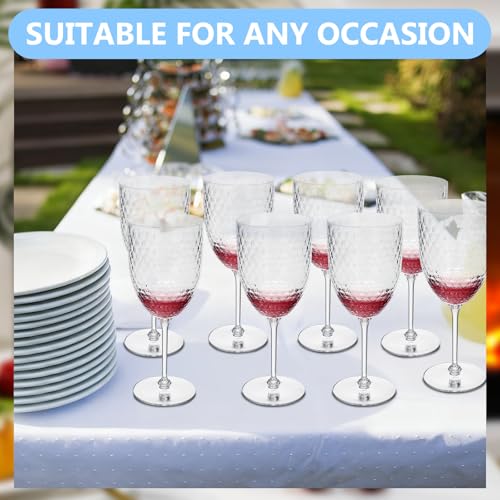 Jingmore 12 Pcs 13oz Reusable Plastic Wine Glasses, Detachable Wine Glasses with Stem, Unbreakable Champagne Flutes, Cryst...