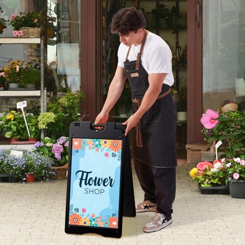 Jumbl A-Frame Signboard 15.7” x 26” Display Surface – Small Outdoor Sandwich Board w/Weather Resistant PVC Sign Protector...