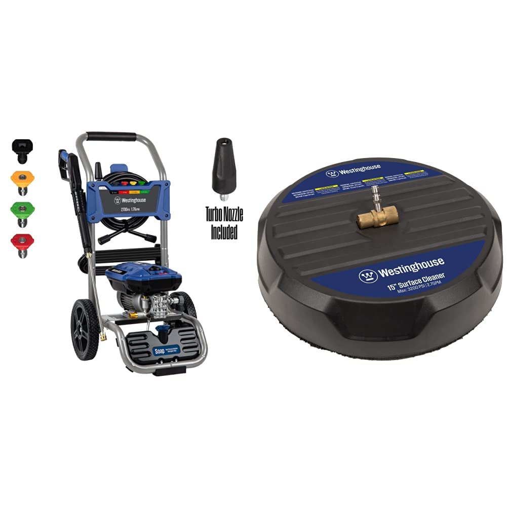 Westinghouse WPX2700e Electric Pressure Washer, 2700 PSI and 1.76 Max GPM & Universal 15” Pressure Washer Surface Cleaner Attachment