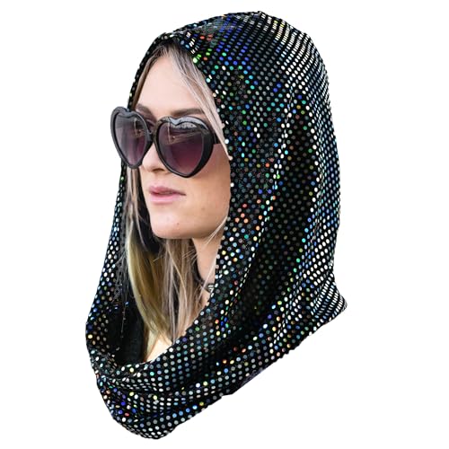 Bazeen sequin unisex rave hood/festival outfit/hood, sparkly bandana Rave Accessories, Rave Gear