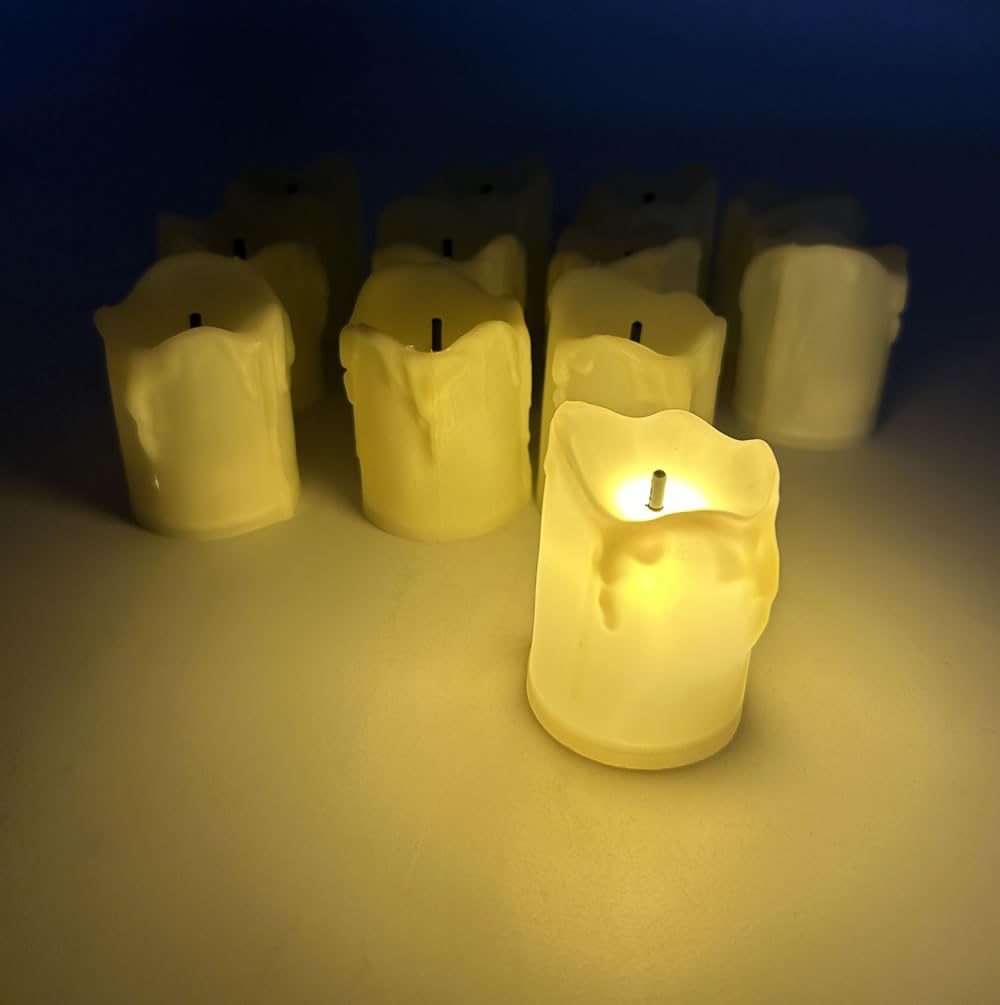 FireflyStar LED Tealight Candle 12pcs Led Votive Candle Battery Powered Tea Light Candles Amber Flameless Candle for Halloween Decorations