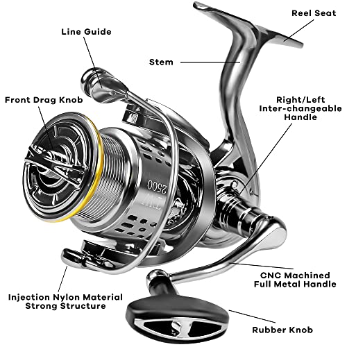 Fishdrops Saltwater Spinning Reel, 12+1BB Ultra Lightweight Powerful Fishing Reel, Metal Frame Carbon Fiber 33 LB Max Dra...