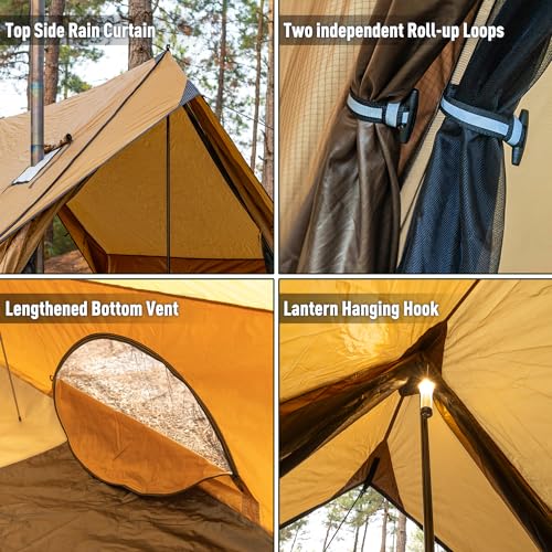 POMOLY Camping Hot Tent Cabin Tent, Chalet 70 Series Portable Wall Tents with Stove Jack and Two Poles for 2-3 Person Hiki...