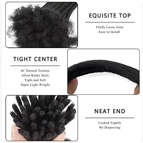 6 Inch 0.4cm Thickness Dreadlock Extensions Human Hair 60 Strands Locs Extensions Real Human Hair, Natural Black for Women Men Kids Full Handmade Permanent Locs Can Be Dyed and Bleached
