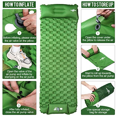 WANNTS Sleeping Pad, Ultralight Inflatable Sleeping Pad for Camping, Built-in Pump, Ultimate for Camping, Hiking - Airpad,...