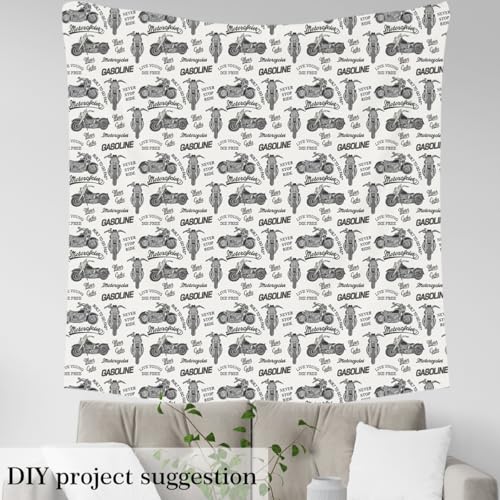 Feelyou Motocross Fabric by The Yard, Extreme Sports Theme Dirt Bike Upholstery Fabric for Chairs, Retro Motorbike Motorcy...
