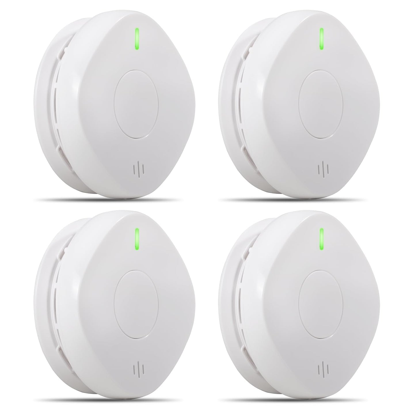 Smoke Detector Carbon Monoxide Detector Combo 10 Year Battery， 2 in 1 Smoke Detector, LED Warning Light Indicators, White, 4 Pack